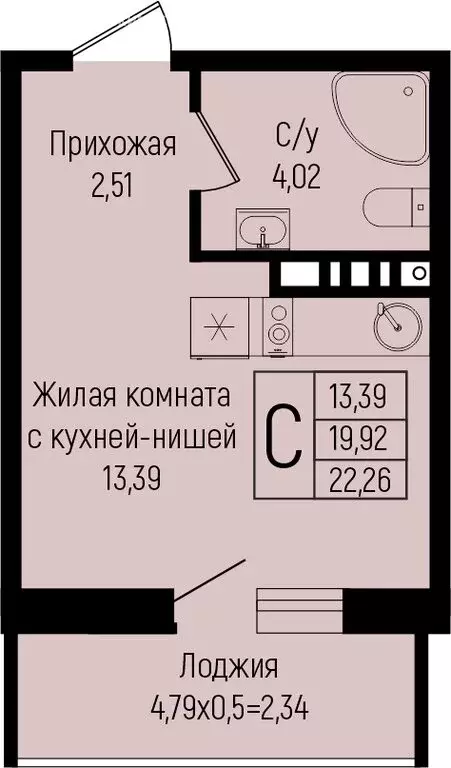 Квартира-студия: Краснодар, отделение № 2 Агрофирмы Солнечная (22.32 ... - Фото 0