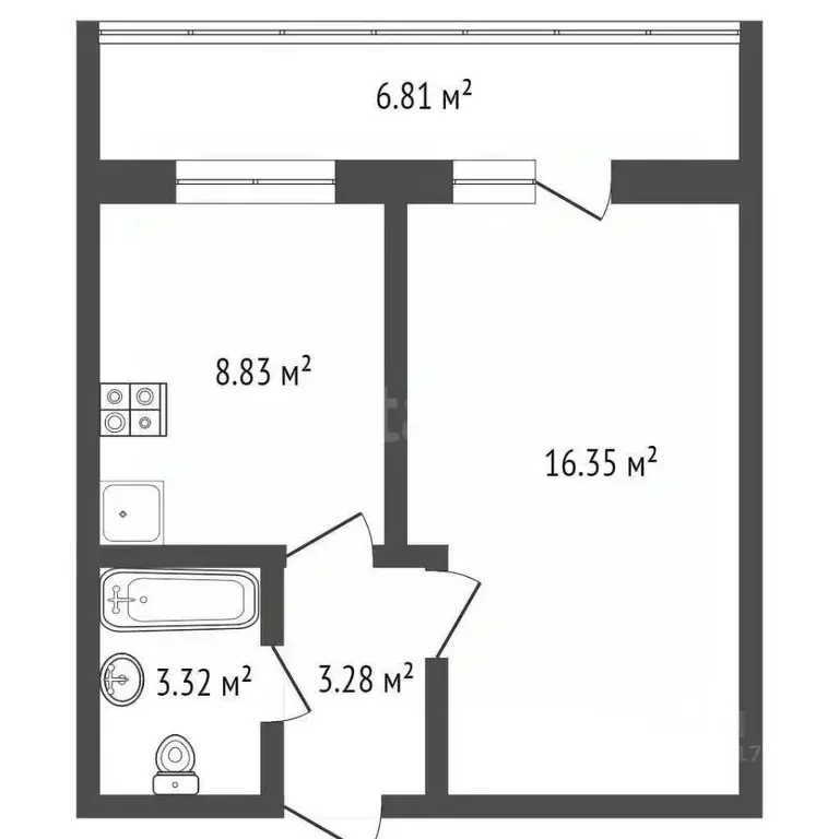 1-к кв. Брянская область, Брянск ул. Фрунзе, 84 (33.5 м) - Фото 0