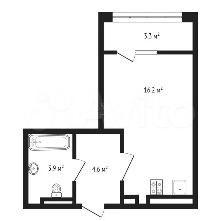 Квартира-студия, 24,8 м, 7/9 эт. - Фото 0