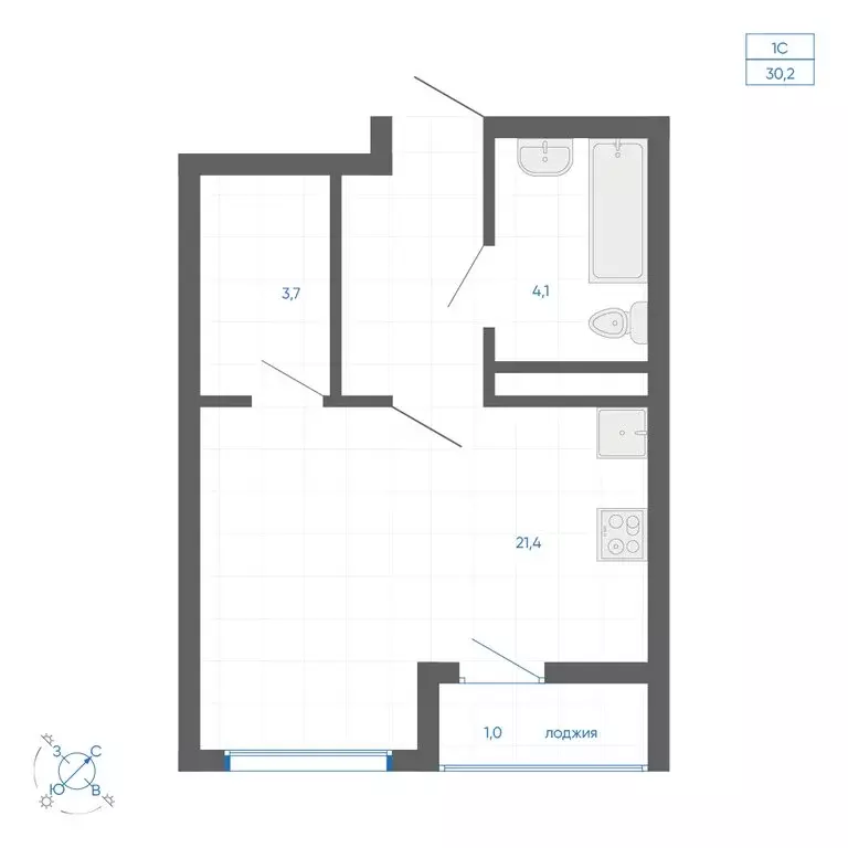 Квартира-студия: Екатеринбург, улица Вильгельма де Геннина, 59 (30.2 ... - Фото 1