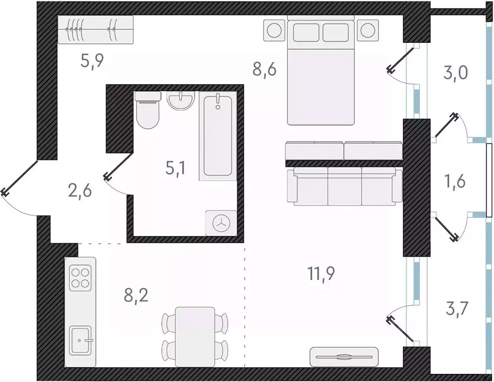 2-к кв. Новосибирская область, Новосибирск ул. Аэропорт, 64 (42.3 м) - Фото 0