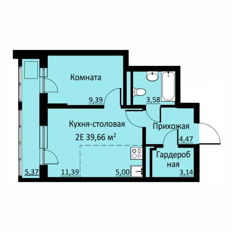 2-к кв. Пермский край, д. Кондратово ул. Водопроводная, 6/1 (39.66 м) - Фото 0