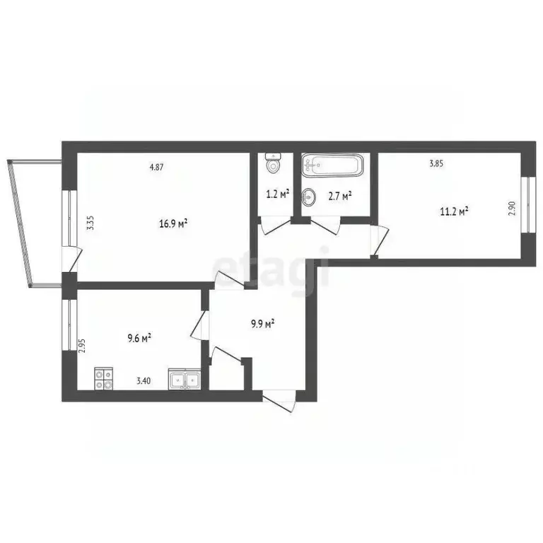 2-к кв. Ямало-Ненецкий АО, Новый Уренгой ул. Геологоразведчиков, 14 ... - Фото 1