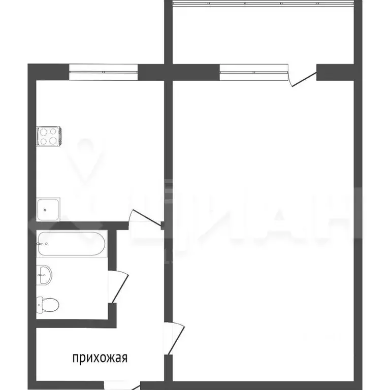 1-к кв. Томская область, Томск ул. Шевченко, 45 (21.4 м) - Фото 1