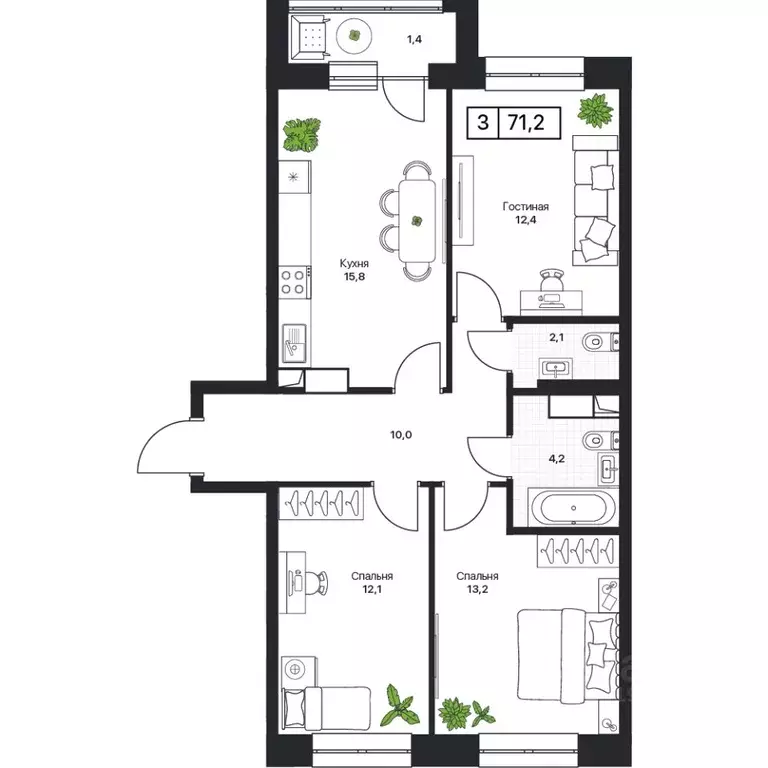 3-к кв. Московская область, Пушкино Пушкино Град жилой комплекс, к2 ... - Фото 1