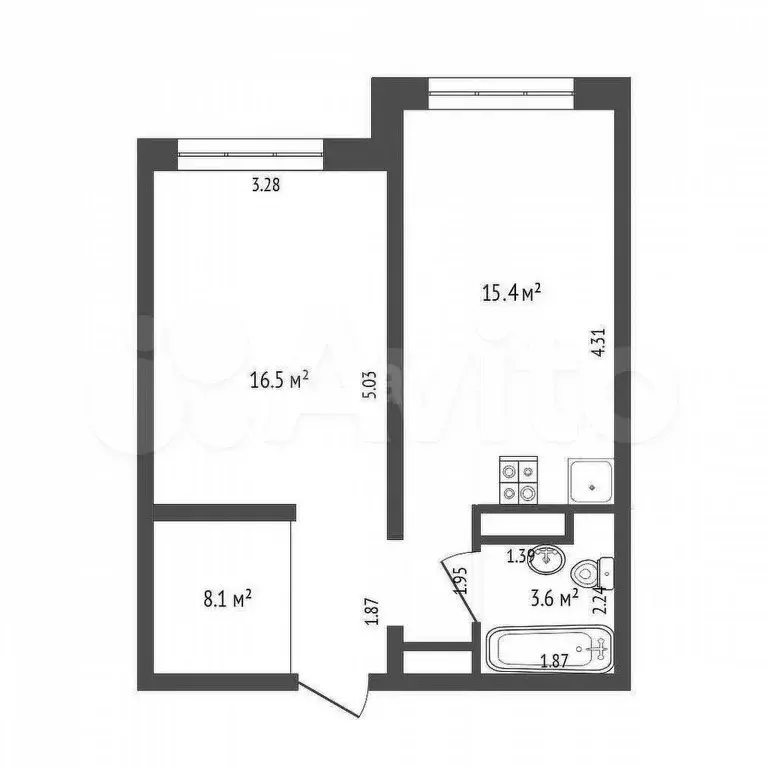 1-к. квартира, 41 м, 9/16 эт. - Фото 0