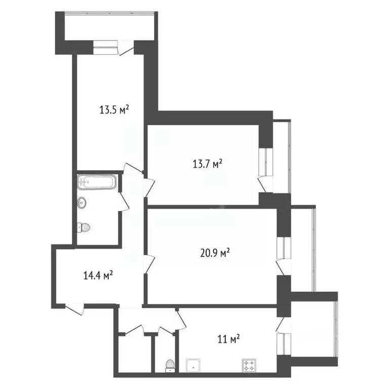 3-к кв. Красноярский край, Красноярск ул. 78-й Добровольческой ... - Фото 2