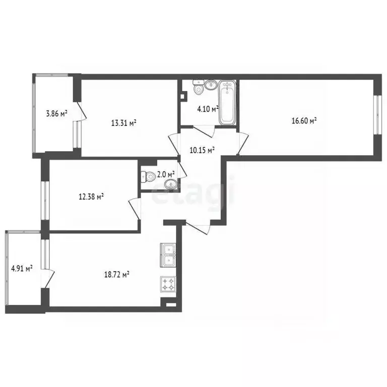 4-к кв. Ленинградская область, Тосненский район, Федоровское городское ... - Фото 2