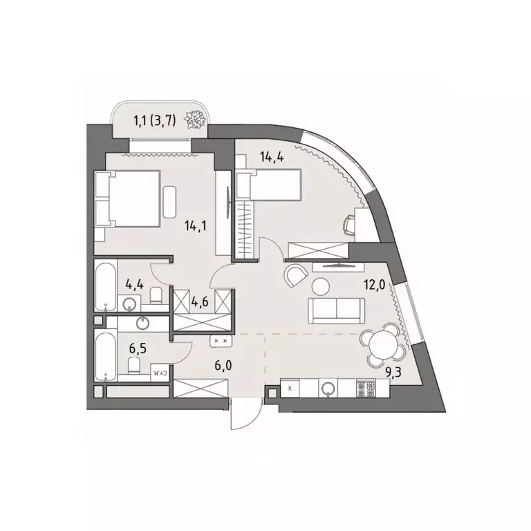 3-к кв. Москва Родина Парк жилой комплекс, к5 (72.2 м) - Фото 0