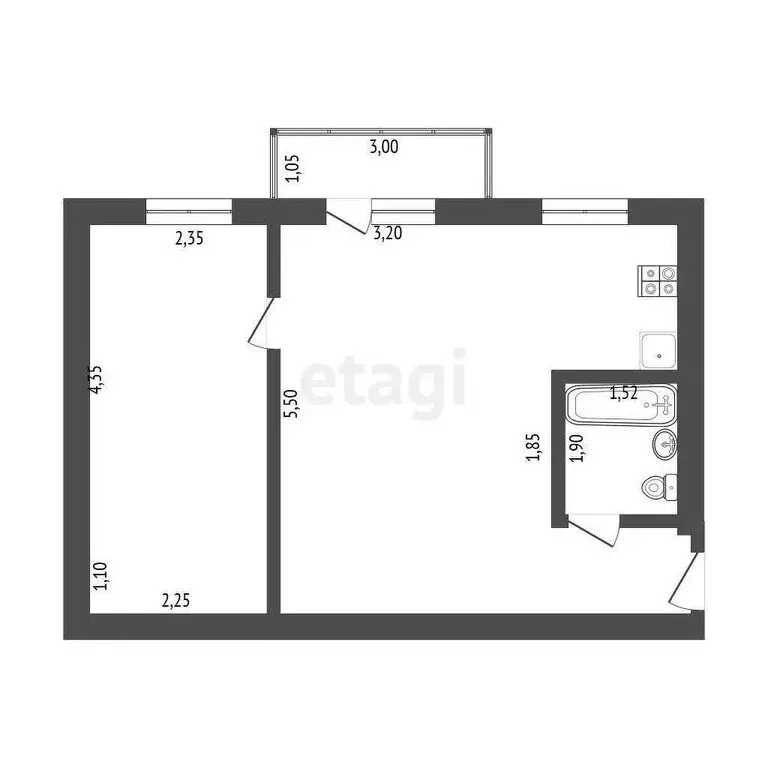 1-комнатная квартира: Автополигон, 1 (42.9 м) - Фото 0