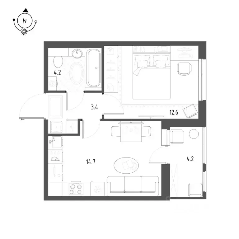 1-к кв. Омская область, Омск Зеленая река мкр, 1 (37.0 м) - Фото 0