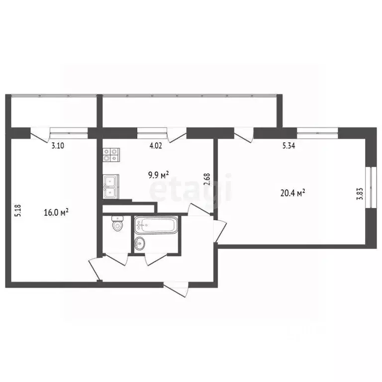 2-к кв. Белгородская область, Белгородский район, Разумное рп ул. ... - Фото 2