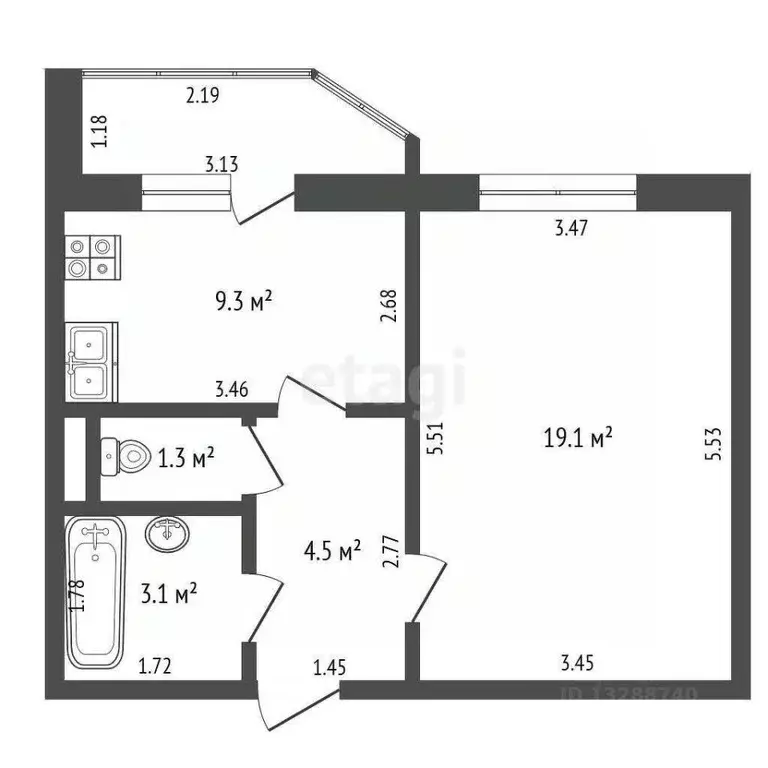 1-к кв. Орловская область, Орел Приборостроительная ул., 55 (37.0 м) - Фото 1