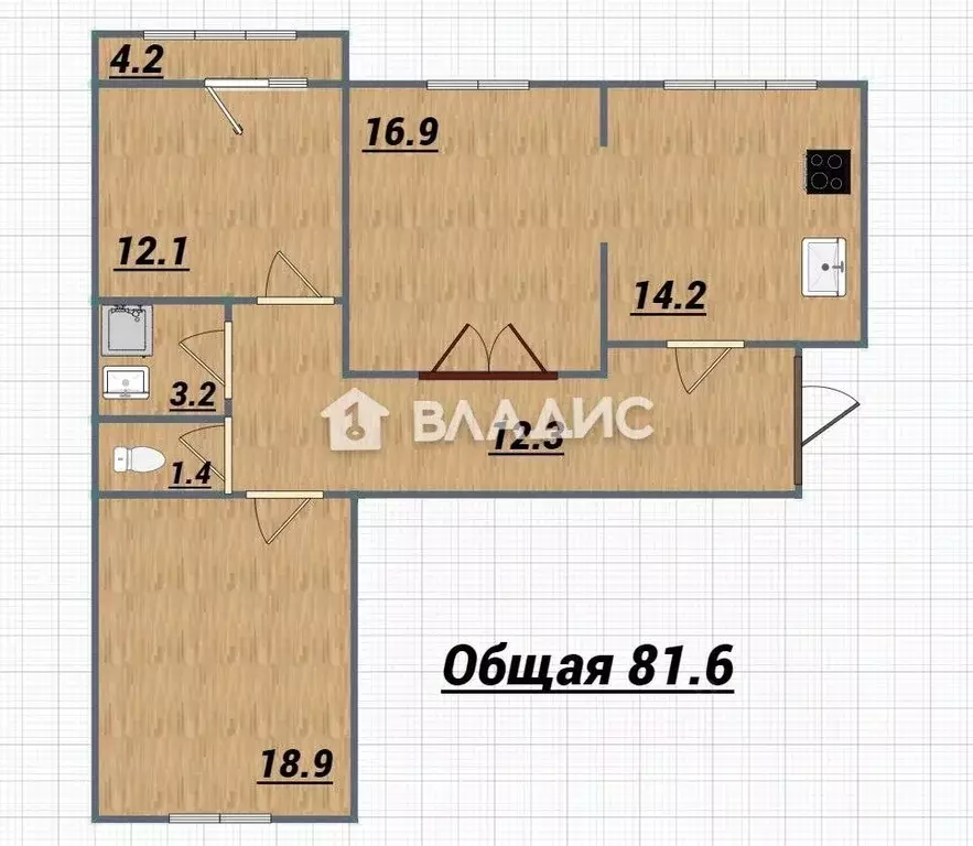 3-к кв. Ивановская область, Иваново Лежневская ул., 213 (81.6 м) - Фото 0