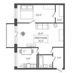 2-к. квартира, 45 м, 2/5 эт. - Фото 0