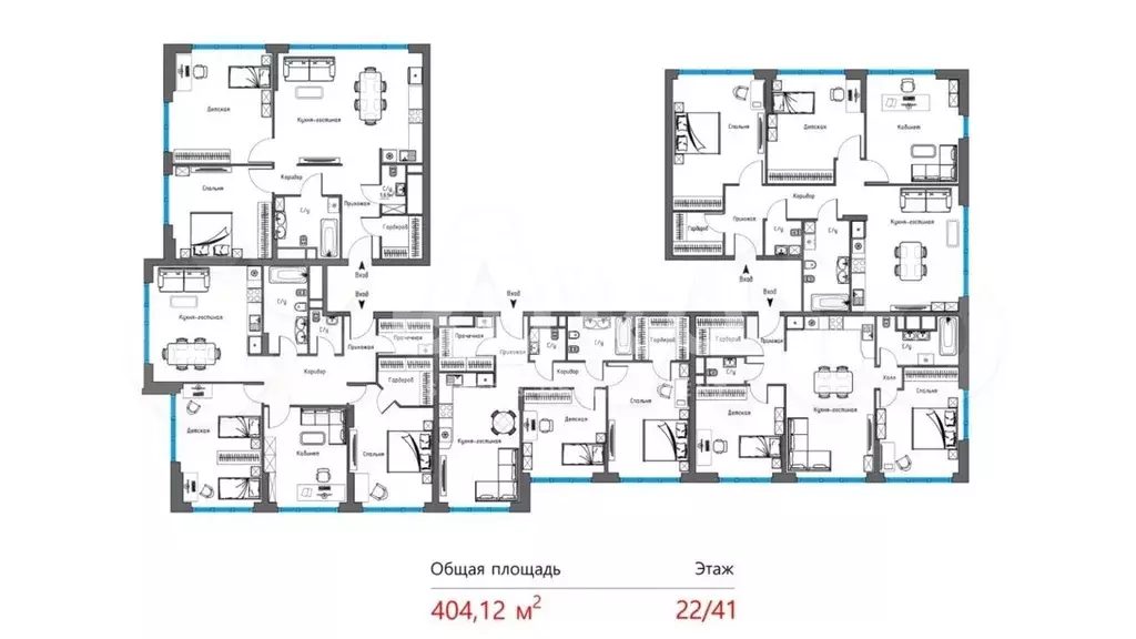 10 и более-к. квартира, 404,1 м, 22/41 эт. - Фото 1