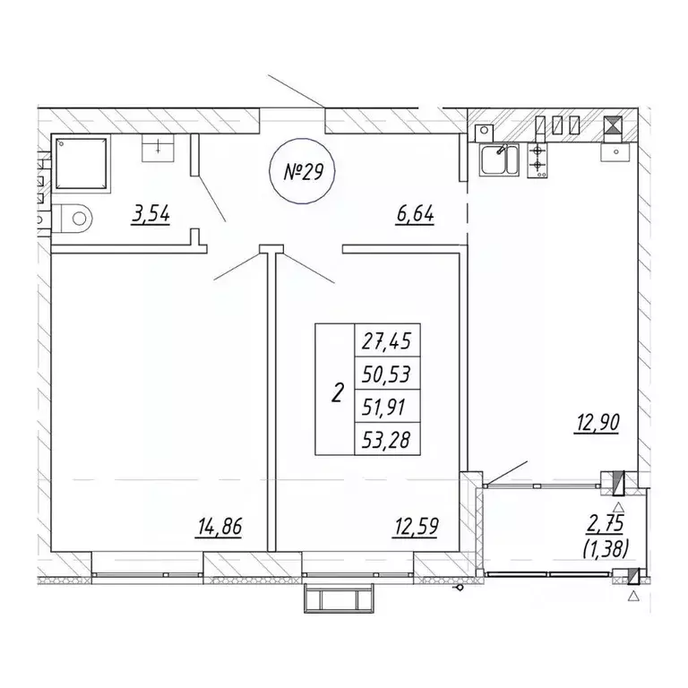 2-к кв. Калининградская область, Зеленоградск пос. Малиновка,  (53.28 ... - Фото 1
