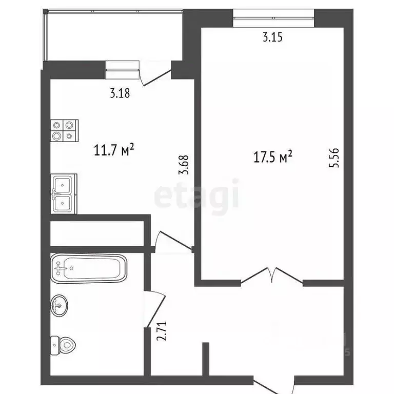 1-к кв. Московская область, Мытищи пер. 2-й Красноармейский, 3 (42.5 ... - Фото 2