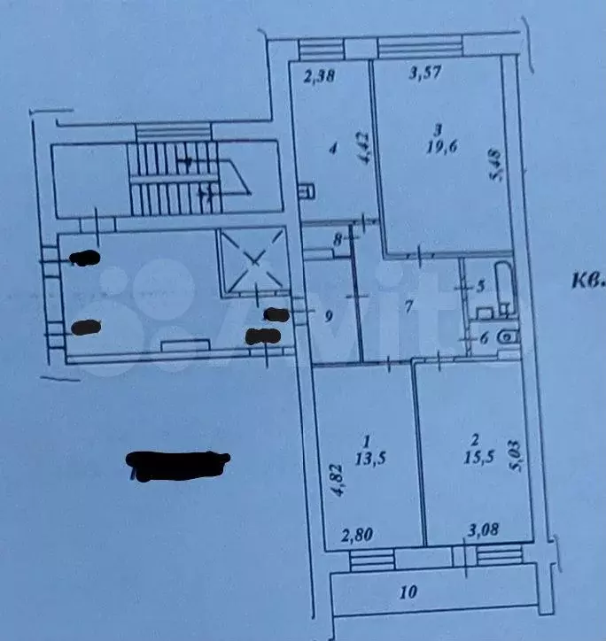 3-к. квартира, 77,4 м, 7/9 эт. - Фото 0