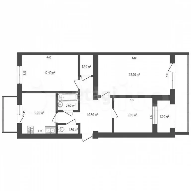3-к. квартира, 73 м, 5/5 эт. - Фото 0