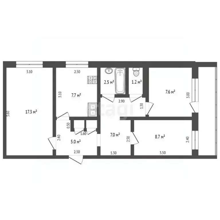 3-к кв. Нижегородская область, Выкса Жуковского мкр, 1 (58.0 м) - Фото 1