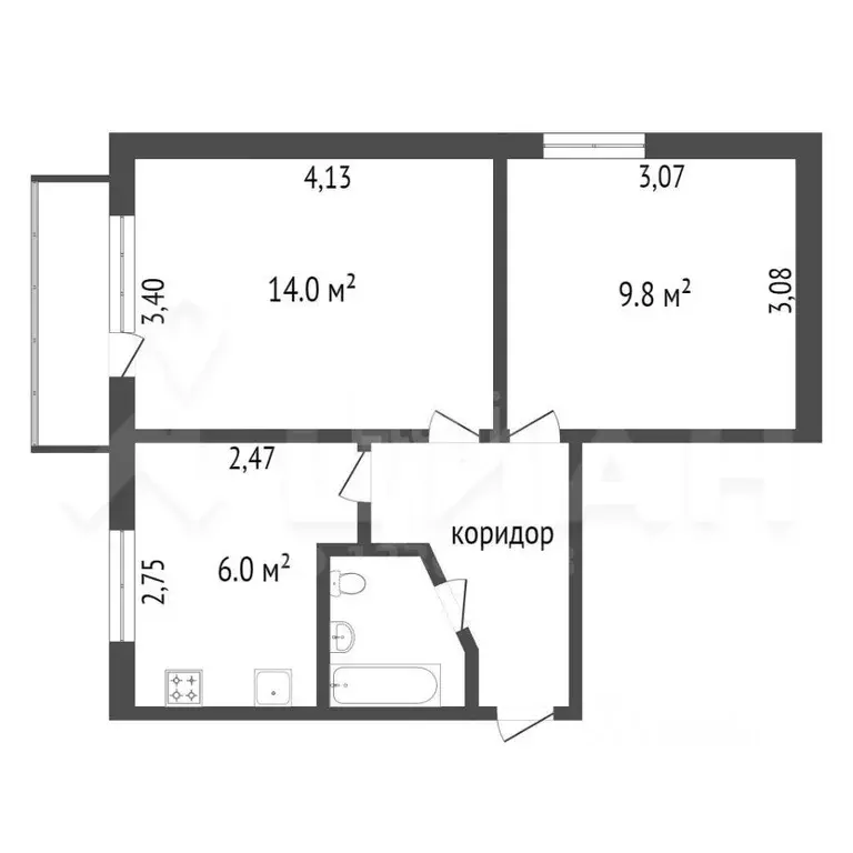 2-к кв. Коми, Ухта ул. Сенюкова, 41 (36.6 м) - Фото 1