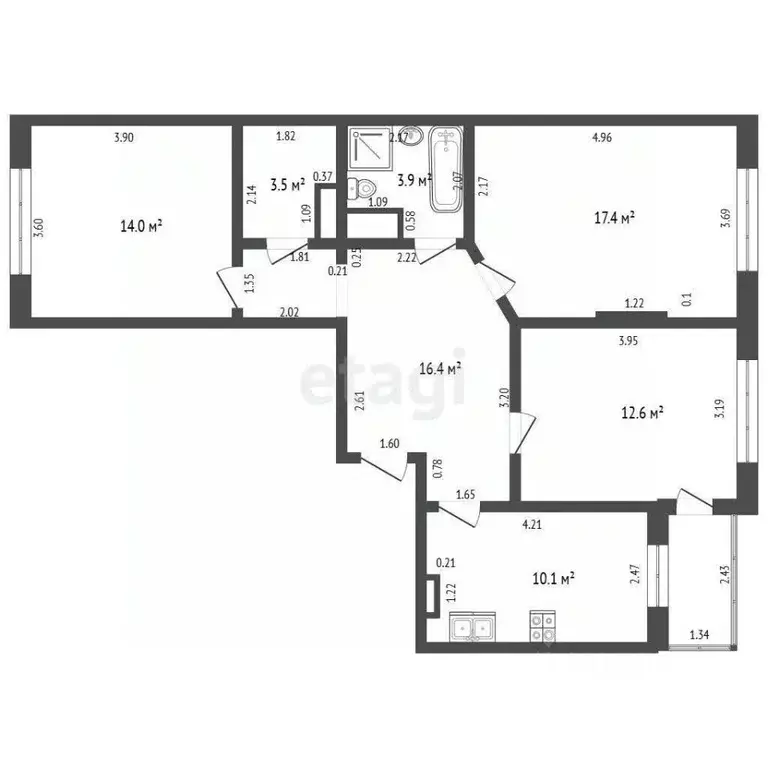 3-к кв. Севастополь ул. Горпищенко, 143к3 (78.0 м) - Фото 2