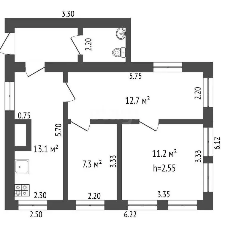 Дом в Ишим, Кондукторская улица (44.3 м) - Фото 1