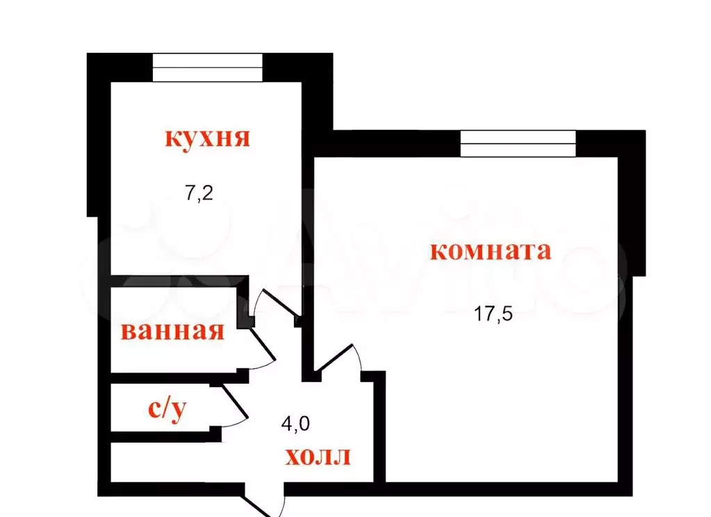 1-к. квартира, 32,6 м, 4/12 эт. - Фото 0
