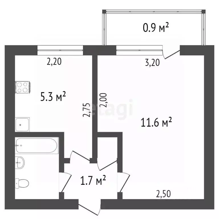 1-к кв. Крым, Симферополь ул. Миллера (23.0 м) - Фото 0