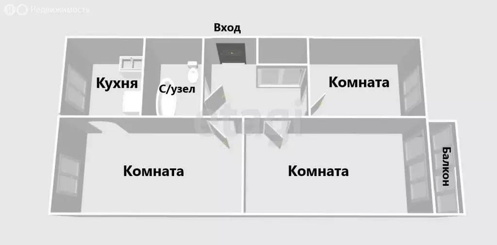 3-комнатная квартира: Южно-Сахалинск, улица Ленина, 184 (61 м) - Фото 1