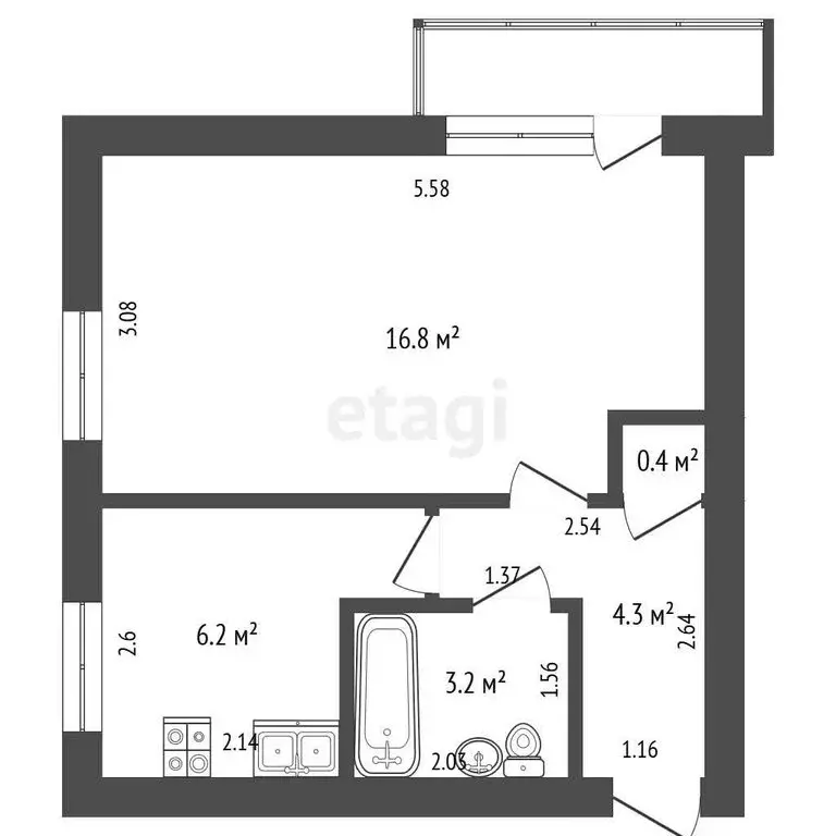 1-комнатная квартира: Чита, улица Строителей, 7 (30.9 м) - Фото 1