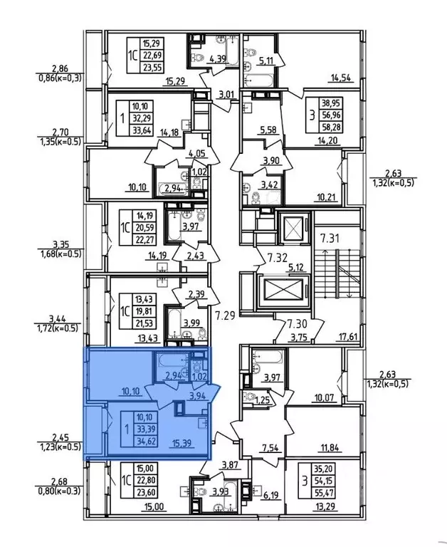 Квартира, 1 комната, 34.61 м - Фото 2