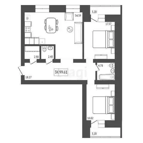 Продаётся 2-к квартира, 100.77 м - Фото 0