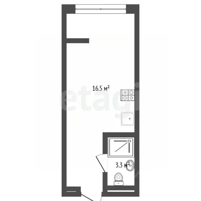 Студия Тюменская область, Тюмень ул. Республики, 205к1 (20.0 м) - Фото 2