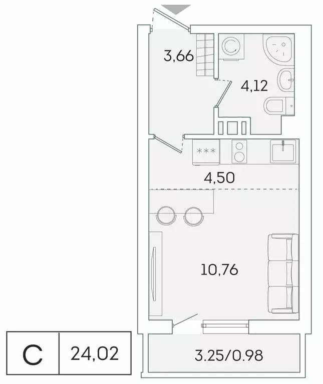 Квартира-студия: Мурино, Графская улица, 6к1 (23.1 м) - Фото 1