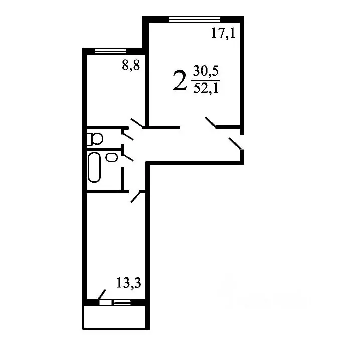 2-к кв. Москва ул. Чистова, 10К1 (55.3 м) - Фото 1