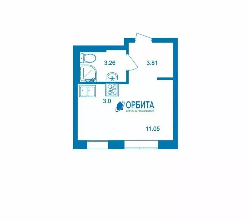 Квартира-студия: Тюмень, улица Юрия Рогачева, 11к1 (20.9 м) - Фото 1