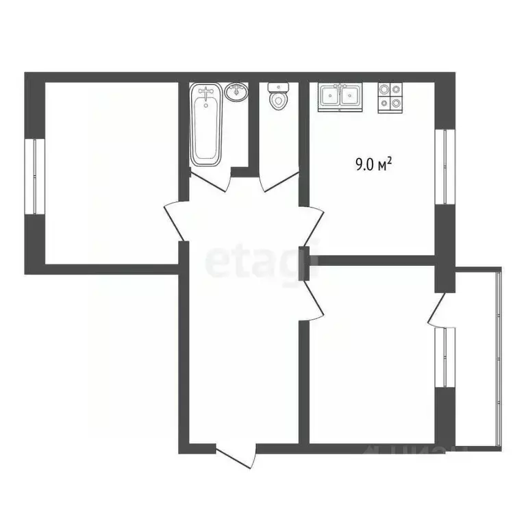 2-к кв. Свердловская область, Первоуральск Береговая ул., 80 (52.9 м) - Фото 1