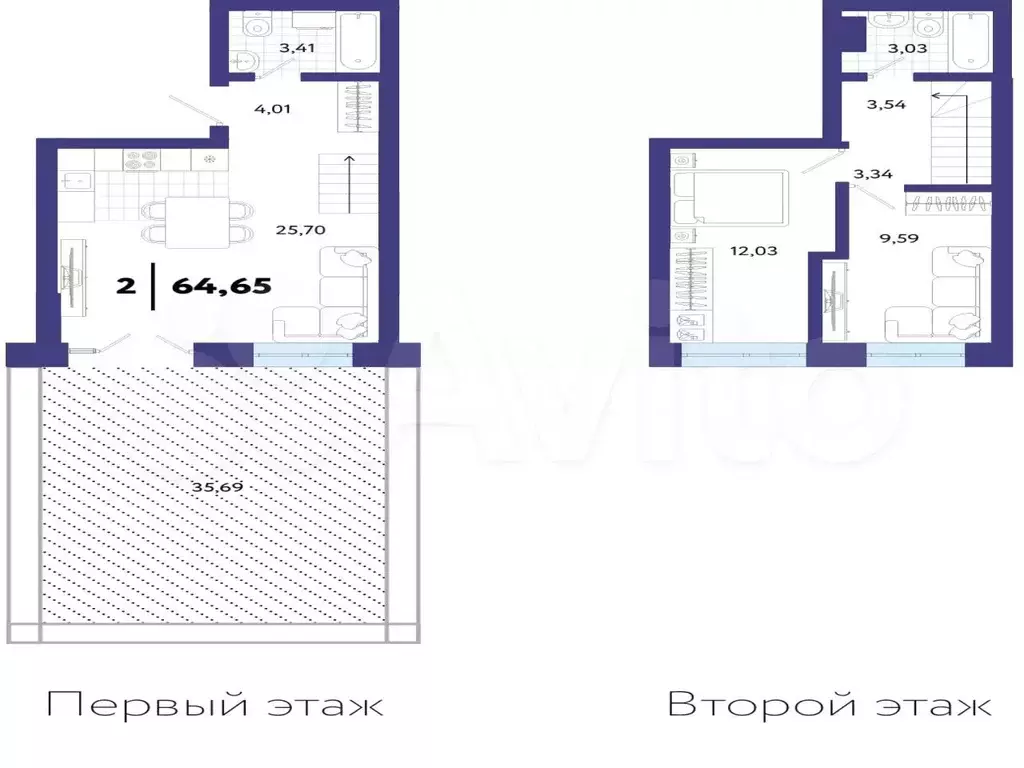 2-к. квартира, 64,7 м, 1/20 эт. - Фото 1
