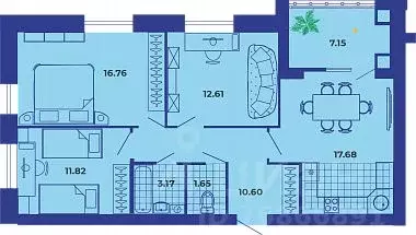 3-к кв. Брянская область, Брянск ул. Ильи Иванова, 9 (81.44 м) - Фото 1