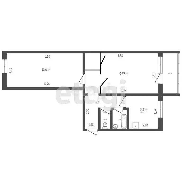 2-комнатная квартира: Юрга, улица Кирова, 27 (44.6 м) - Фото 0
