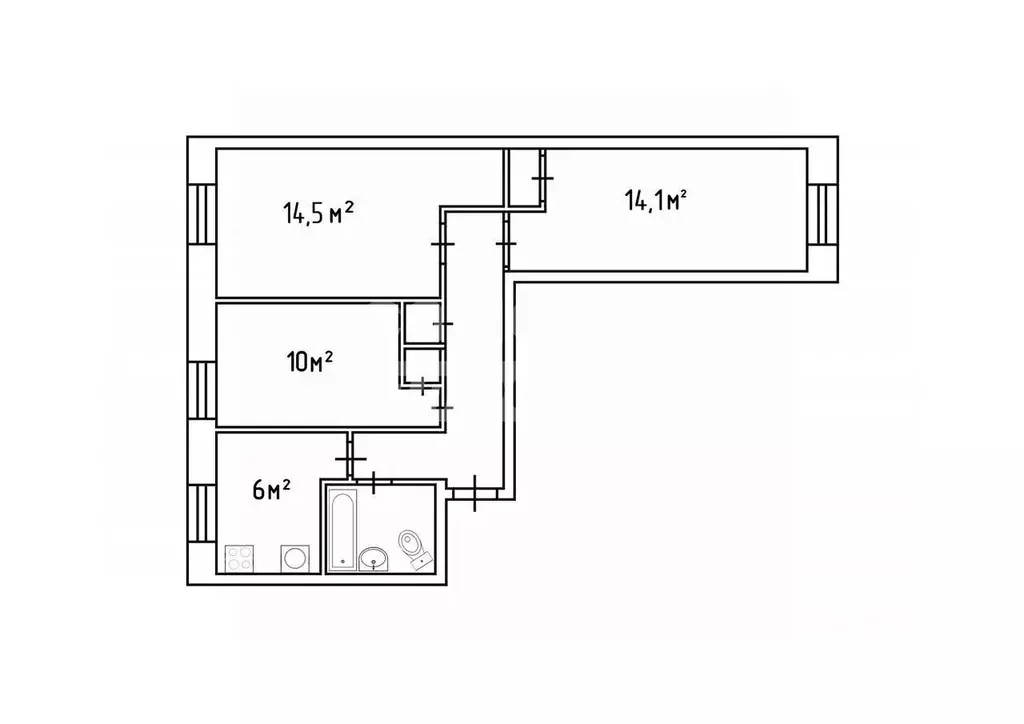 3-к кв. Москва Авиационный пер., 8 (57.0 м) - Фото 2
