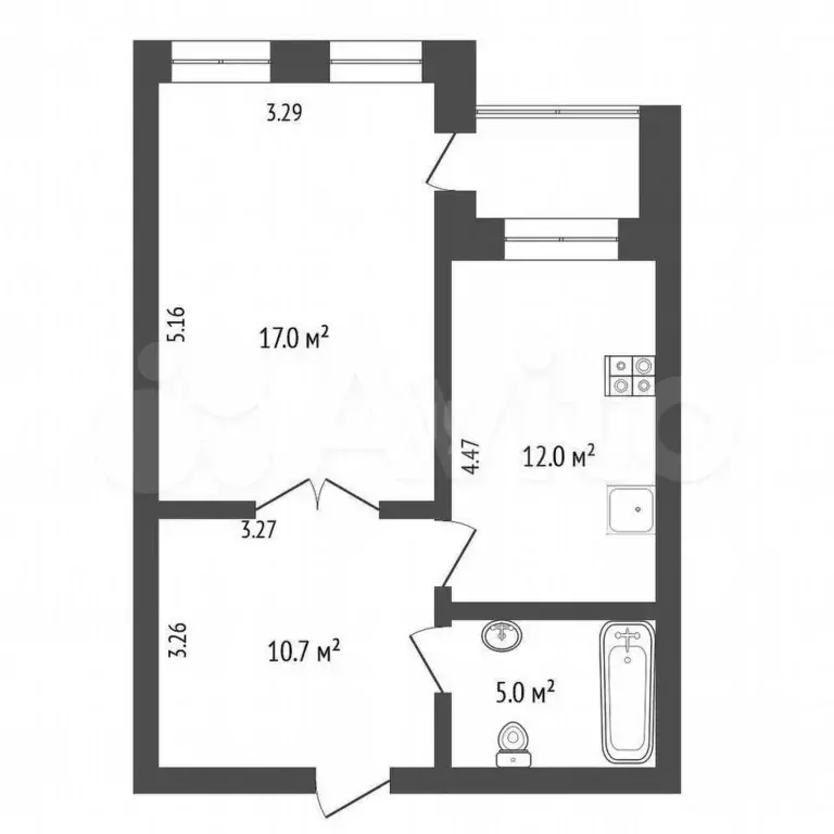 1-к. квартира, 44 м, 5/9 эт. - Фото 0