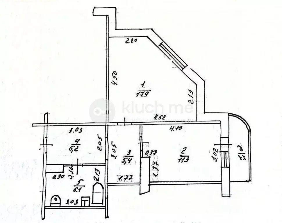 1-к кв. Татарстан, Казань ул. Академика Глушко, 24 (48.0 м) - Фото 2