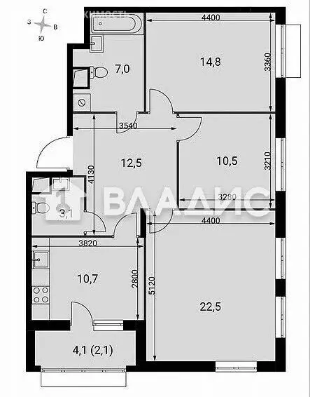 3-комнатная квартира: посёлок Развилка, Римский проезд, 15 (85.2 м) - Фото 1
