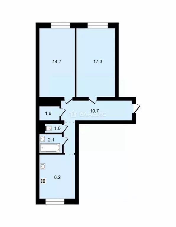 2-к кв. Санкт-Петербург Свердловская наб., 64 (54.04 м) - Фото 2