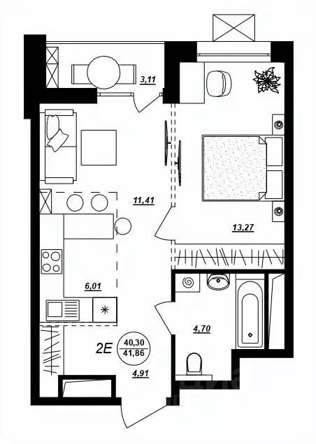 2-к кв. Хабаровский край, Хабаровск ул. Демьяна Бедного (41.86 м) - Фото 1