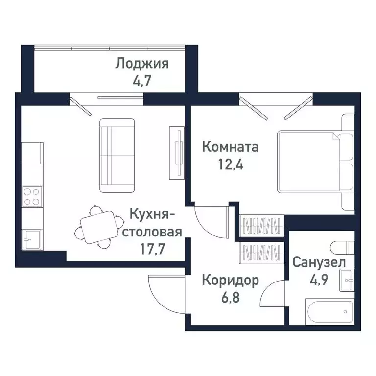 2-комнатная квартира: Западный, микрорайон Притяжение, улица имени ... - Фото 0