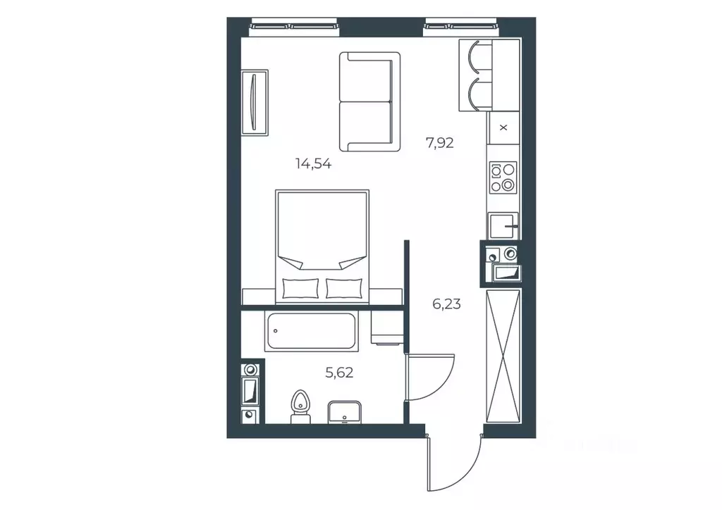 Студия Астраханская область, Астрахань Татарская Слобода кв-л,  (34.31 ... - Фото 1
